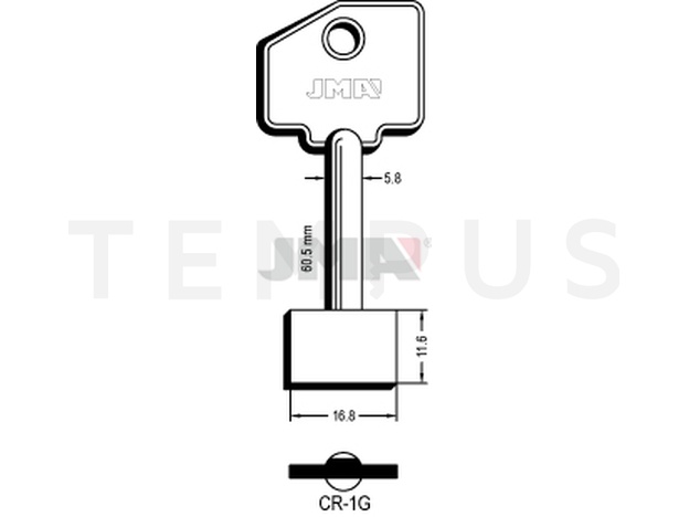 CR-1G Kasa ključ (Silca  5R7, RPC/ Errebi 1CR14,1CR2) 12782