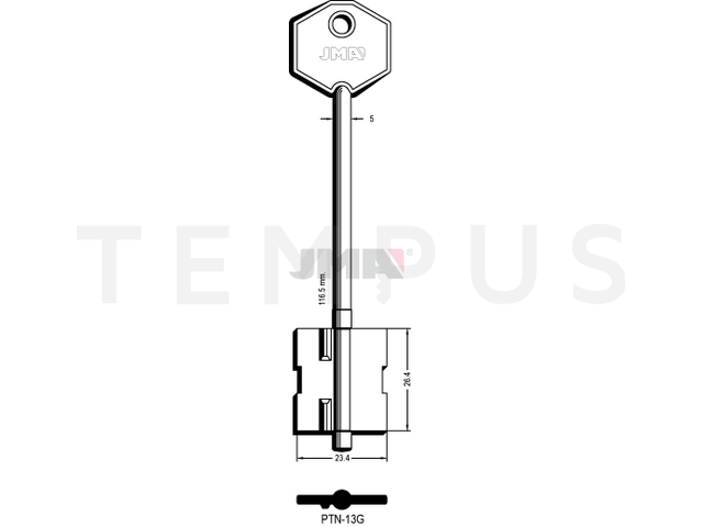 PTN-13G Kasa ključ (Silca 5PT7 / Errebi 2PN7) 13615