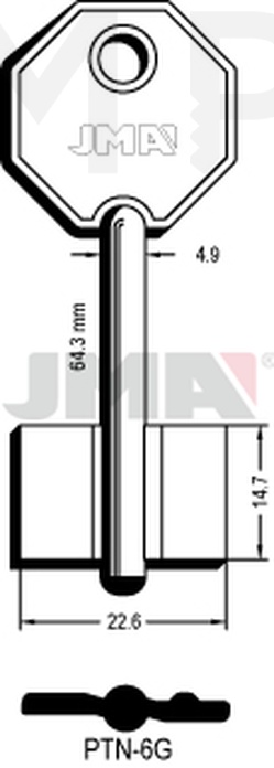 JMA PTN-6G Kasa ključ (Silca 5PT3 / Errebi 1PN6)