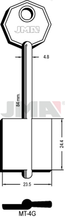 JMA MT-4G Kasa ključ (Silca MTM, MTMF / Errebi 2MO11, 2MO13)