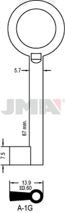 JMA A-1G Kasa ključ (Silca 3FB00, 3FA00 / Errebi 4JA1, 701T0)