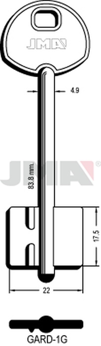 JMA GARD-1G Kasa ključ (Silca 5GUN3 / Errebi 2GARD1)