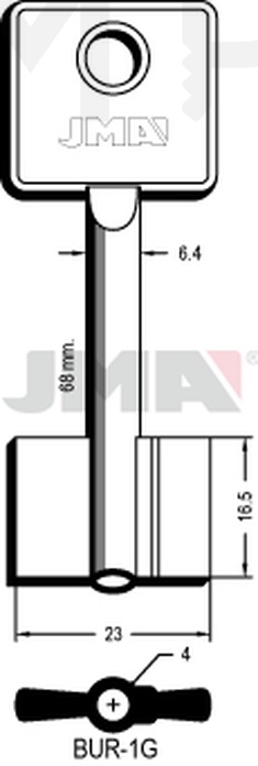 JMA BUR-1G Kasa ključ (Silca 5BUR1 / Errebi 2BUR1)