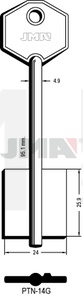 JMA PTN-14G Kasa ključ (Silca 5PT1 / Errebi 2PN8)