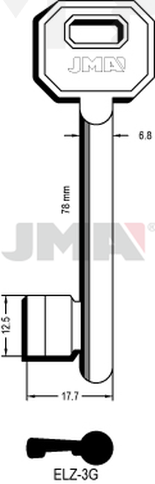 JMA ELZ-3G Kasa ključ (Silca 6EL2 / Errebi 65EZ3)