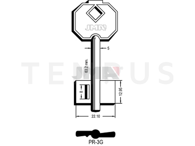 PR-3G Kasa ključ (Silca 5PF1 / Errebi 1PR3) 13606