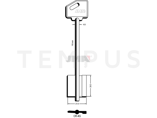 CR-4G Kasa ključ (Silca 5R16, RLN / Errebi 2CR19, 2CR6) 12783