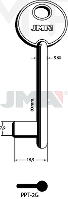JMA PPT-2G Kasa ključ (Silca 6P1MP / Errebi PP27M)