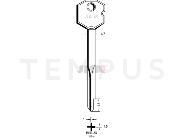 BUR-3X Krstasti ključ (Silca XBW3 / Errebi FX100) 12661