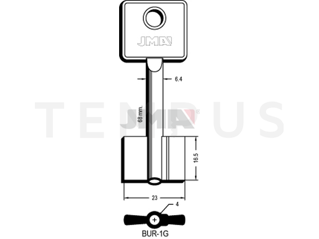 BUR-1G Kasa ključ (Silca 5BUR1 / Errebi 2BUR1) 14976