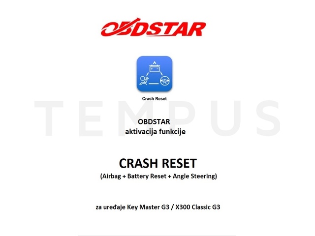 OBDSTAR aktivacija CRASH RESET (Airbag + Battery Reset + Angle Steering) 20891