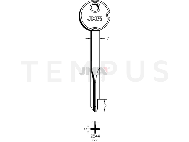 ZE-4X Krstasti ključ (Silca XZ2B / Errebi ZX85S) 14959