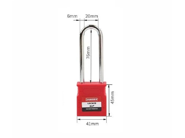 LOCKOUT Tagout Lični KATANAC 40mm produžena uška 76mm - LCK 76Sx40-RED 21005