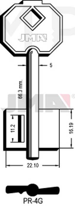 JMA PR-4G Kasa ključ (Silca 5PF3 / Errebi 1PR4)