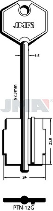 JMA PTN-12G Kasa ključ (Silca 5PT12 / Errebi 2PN16)