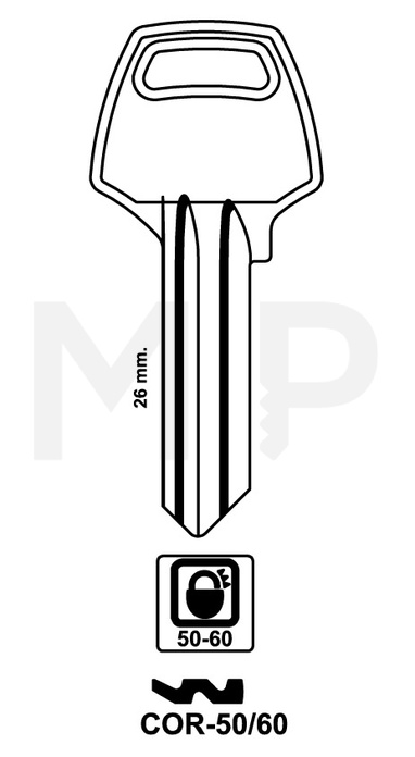 JMA COR-50-60  Cilindričan ključ (Silca CB1 / Errebi CO5D)