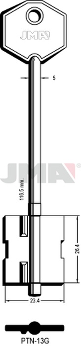 JMA PTN-13G Kasa ključ (Silca 5PT7 / Errebi 2PN7)