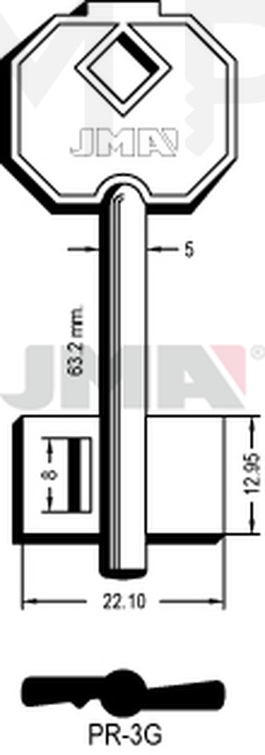 JMA PR-3G Kasa ključ (Silca 5PF1 / Errebi 1PR3)