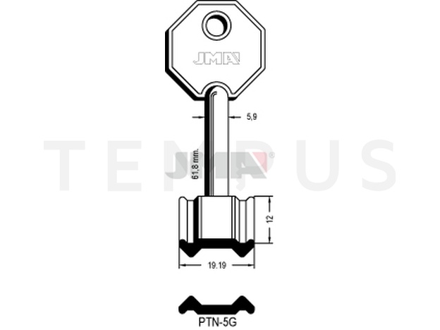 PTN-5G Kasa ključ (Silca 5PT11 / Errebi 1PN12) 13622