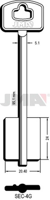 JMA SEC-4G Kasa ključ (Silca 5SCM14 / Errebi 2SEM11)