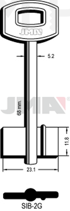 JMA SIB-2G Kasa ključ (Silca S, 5SAB2 / Errebi 1S2, 1SB1, 1SB2)