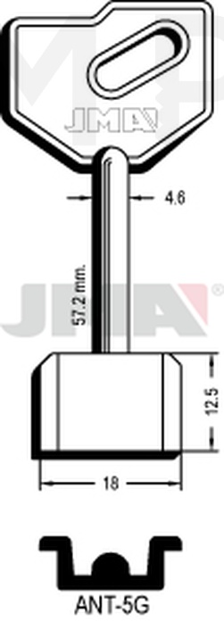 JMA ANT-5G Kasa ključ (Silca 5AU7 / Errebi 1AN11)