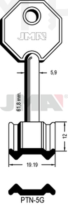 JMA PTN-5G Kasa ključ (Silca 5PT11 / Errebi 1PN12)